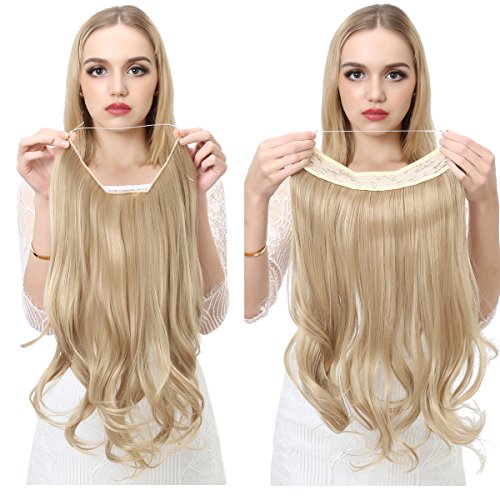SARLA Synthetic Hairpieces Flip in Women Hair Extensions Natural Wave Invisible Halo Hair Extensions M01 (16H613 Dirty Blonde)