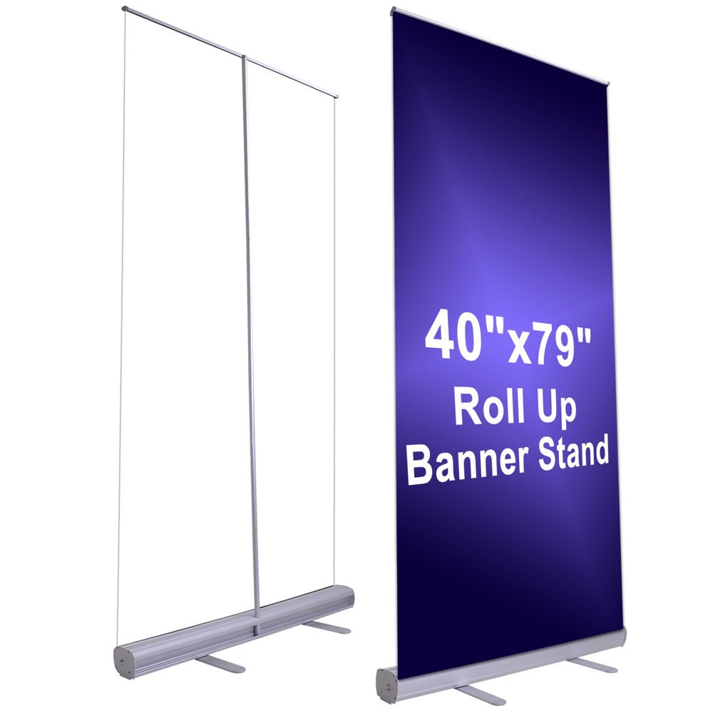 NEW Sturdy Aluminum Frame Retractable Roll Up Banner Stand