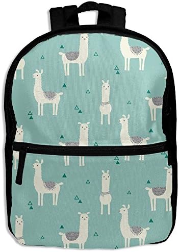 Kids Shoulder Backpack Mint Green Alpaca Adjustable 3D Printed School Bag For Boy Girl