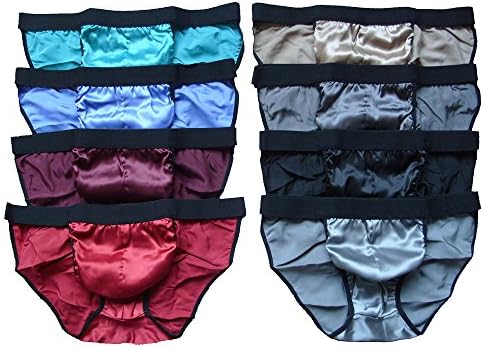 OpenHappiness Men Bikini/Briefs 100% Silk Satin Plain 2pcs Random Color ChinaSize S-4XL(L)