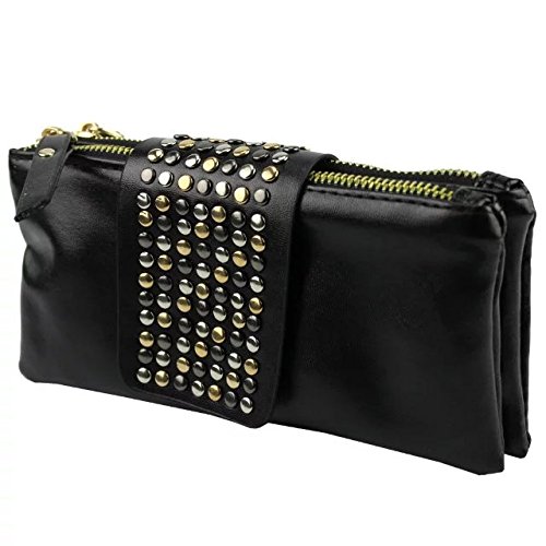 EYX Formula New Women's Leather Handbag Mosaic Rivets Shoulder Day Clutch £¬Fashion Clutch Evening Bag Wallet Purse Wrist Bag for Lady Wimen Girls