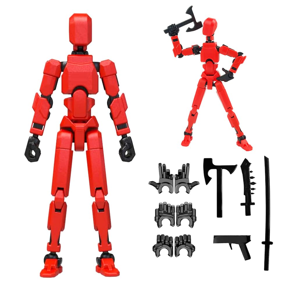 Photo 1 of (Assembly Completed) Titan13 Action Figure Set,Upgrade Lucky Robot 13 Action Figures,3D Printed Multi-Jointed Movable,Nova 13 Action Figure for Collectors Desktop Decorations (Assembly Completed-Red)
