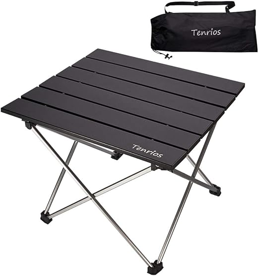 Amazon Com Portable Camping Table Collapsible Beach Table Folding Side Table Aluminum Top With Carry Bag For Outdoor Cooking Hiking Travel Picnic Rv Fold Black Kitchen Dining