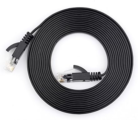 Motey Cat 6 Ethernet Cable, 10 Feet Cat6 Flat Ethernet Patch Cable,100% Pure Copper RJ45 Connectors, Network Cable Snagless - 10 ft Black