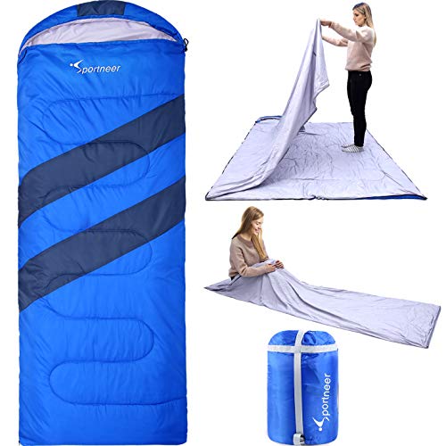 Sportneer Sleeping Bag Portable Large Sleeping Bags with Detachable Zipper Liner for Camping, Hiking, Backpacking, Fit 23°F-50°F
