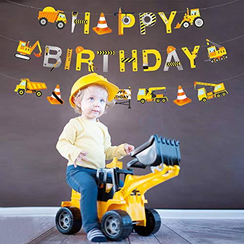 image for TONIFUL Construction Birthday Party Supplies Banner - Kids Birthday Pa