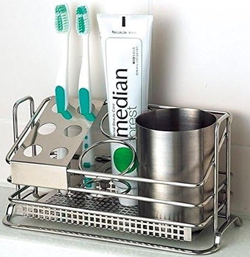 MONSTA Living Stainless Steel Toothbrush Holder Stands Toothpaste Cup Storage Bathroom (Except Cup)