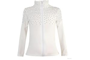 JoyCan Figure Skating Jacket Fleece Lined Long Sleeve Pink Custom Fit with Rhinestones for Women and Kids