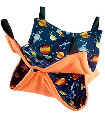 Pet cage padded double hammock with hooks has outer space - Thumbnail 5