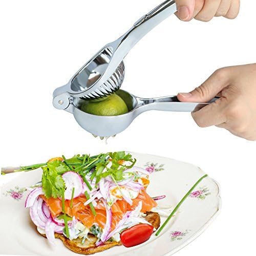 AUOON Top Rate Metal Lemon Squeezer / Lime Juicer / Citrus Press, Anti-Corrosive Food Grade Stainless Steel Press Juicer for Citrus,Lemon,Lime,Fruits - Sliver Color