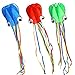 BeMax Pack 3 colors Beautiful Kites Soft Octopus Large Size Kite easy flyer - Blue Green Red with Long RainBow Tails