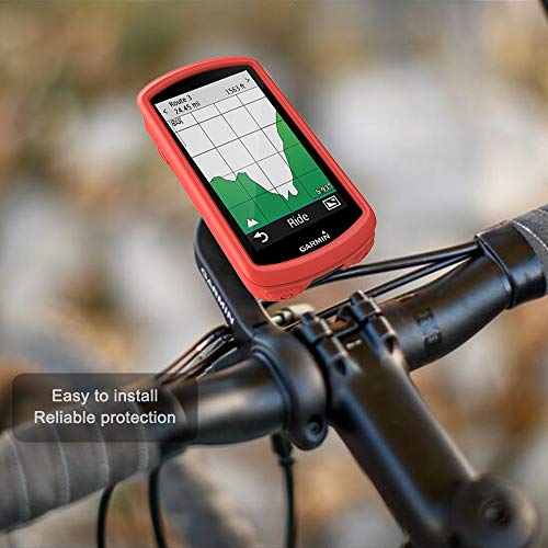 TUSITA Case for Garmin Edge 1030 - Silicone Protective Cover - GPS Bike Computer Accessories (Red)