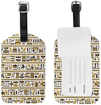 MRMIAN Ancient Egypt Egyptian Hieroglyph Luggage Tag for Baggage Suitcase Bag Leather 1 Piece
