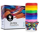 3D Pen Filament Refills (Over 200 Feet) - PLA Color Printer Refill Filaments for 3D Pens - Bonus Stencil eBook, Vibrant, Colorful Art Supplies for Kids and Artists (1.75 mm, 12 colors, 20 ft each)