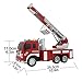 FUN LITTLE TOYS Fireman Toy Rescue Truck Friction Powered 1:16 Simulation Vehicle Light Sound, 6 Wheels a Extensible Ladder, Red White