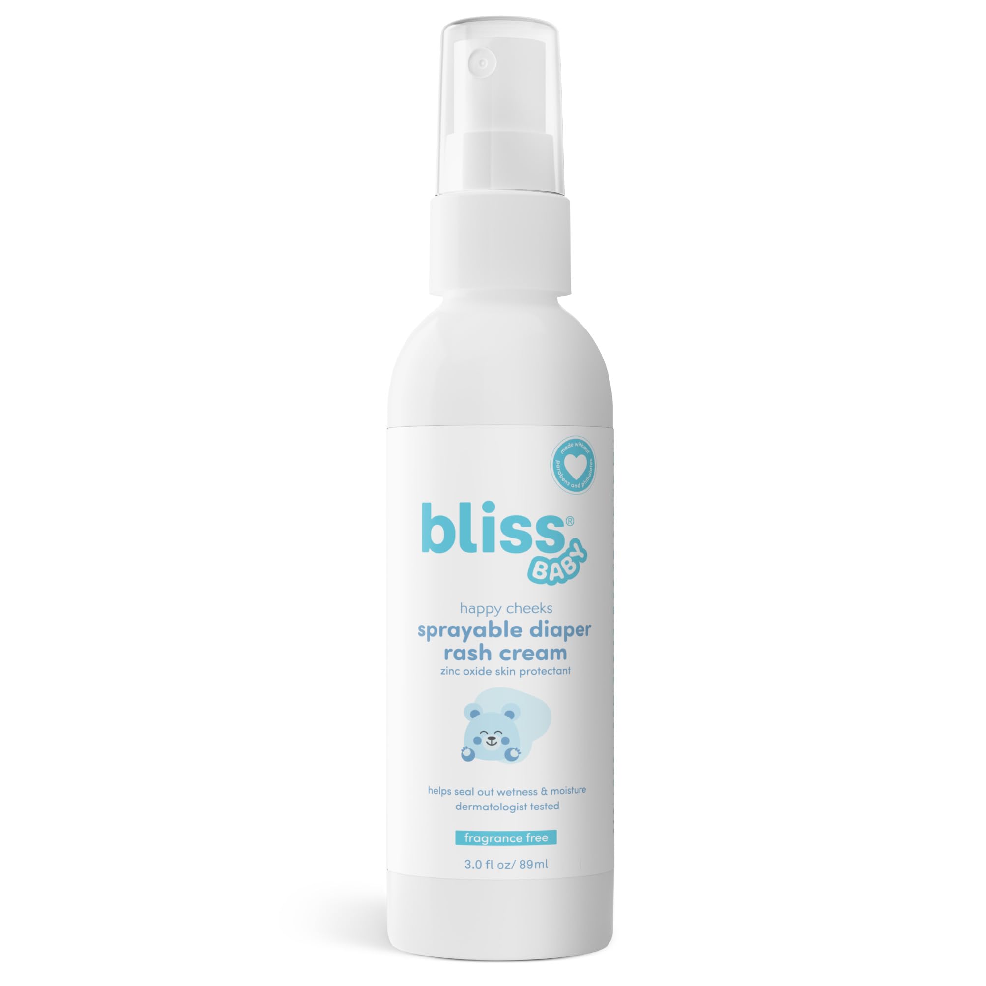Bliss Baby Diaper Rash Cream Spray - Fragrance-Free, No Touch & Mess-Free, Treats, Soothes & Prevents Diaper Rash, Zinc Oxide, Dermatologist Tested, Vegan, Organic Aloe Vera, Shea Butter & Olive Oil