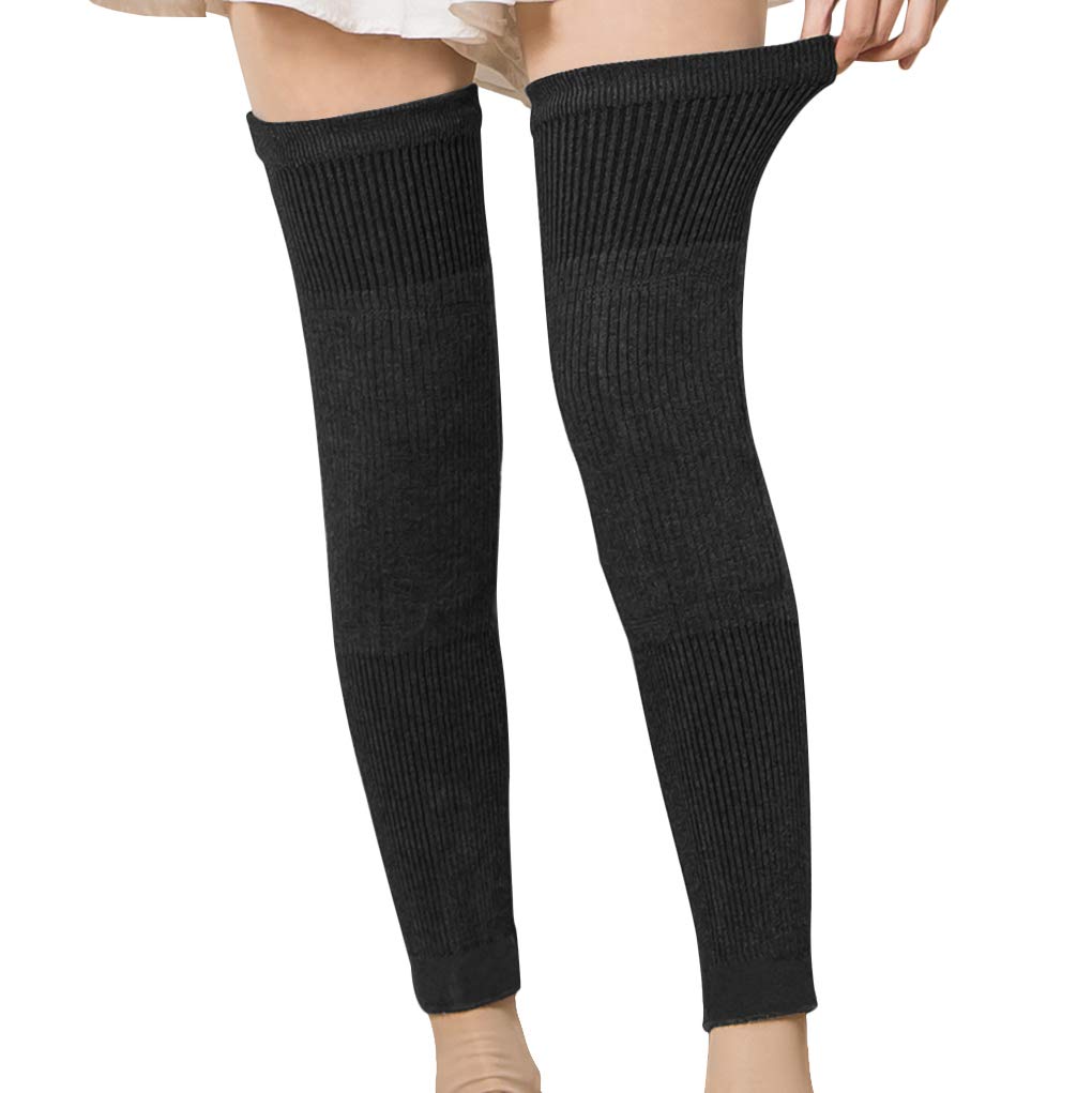 Medical Grade Thermal Over Knee Sleeve 1 Pair Unisex Elastic Lengthen Wool Pad Cashmere Knit Knee Brace Support Protector Knee Warmer Pads Legging Stockings - Pain Relief, Warming Knee (53cm)