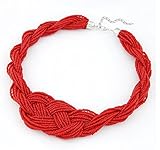 OYang Fashion Twist Rope Chunky Bib Choker Collar Necklace Red