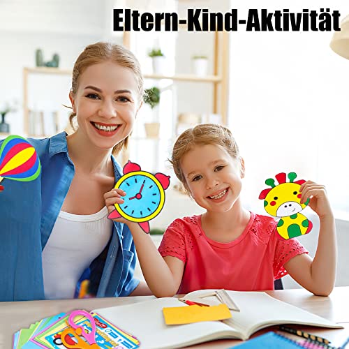 Koogel Kinder Papierschnitt Set, 120 Blatt Papier mit 2 Stück Kinder Sicherheit Schere Lustiges Papierschneid Kinder Bastelschere für Vorschule Training Schere Früherziehung Kindergarten Pädagogisch