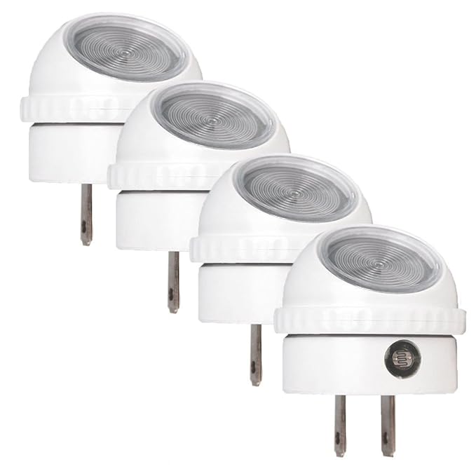 4 Pack LED Night Light Plug in with Auto Sensor Photocell, White