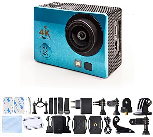 Sport Action Camera 4K Ultra HD 30fps Wifi Waterproof Cam DV Camcorder SONY Sensor 12MP 170 Degree Wide Angle 2 inch LCD Screen (Blue)
