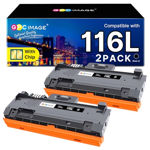 GPC Image MLT-D116L Compatible for Samsung MLT D116L D116S Toner Cartridges for Samsung Xpress M2675F M2885FW M2835DW M2825DW M2825ND M2675FN M2625D M2875FD M2875FW M2835 M2835 M2885 M2675 (Black, 2-Pack)