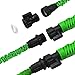 izery Garden Hose, Flexible Expandable Expanding Collapsible Garden & Lawn Water Hose with Free 7-Way Spray Nozzle for Car Wash Cleaning Watering Lawn Garden Plants (Green) (25ft)