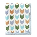 Hudson Baby Print Coral Fleece Blanket, Blue Chevron
