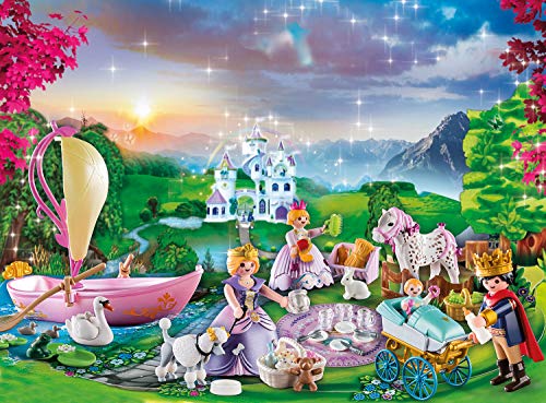 PLAYMOBIL Adventskalender 2021 - 70323 Königliches Picknick im Park mit zahlreichen Figuren, Tieren und Zubehörteilen hinter jedem Türchen sowie einem schwimmfähigen Boot, 128-teilig, Ab 4 Jahren – Bild 3