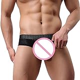 Mosunx(TM) Men's Long Bulge Pouch Boxer Briefs, Smooth Bikini Thong (Black, L)