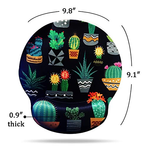 Ergonomic Mouse Pad with Wrist Support,Dooke Cute Wrist Pad with Non-Slip Rubber Base for Computer, Laptop, Home Office Gaming, Working, Easy Typing & Pain Relief Cactus
