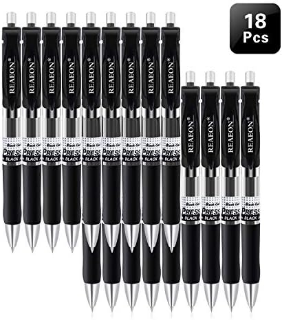 Gel Pens Retractable Fine Point Black Gel Ink Rollerball Pen, Smooth Writing Pens for Office - 0.7mm with Grips (18 Pack)