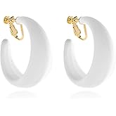 Clip on Hoop Earrings for Women Detachable Clip-on Earrings 80s 90s Accessories Outfit Retro Neon Party Halloween Costumes Jewelry