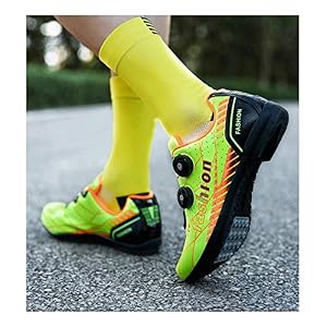 HAOLIN Newest Mens Women Cycling Shoes Bike Professional Breathable Sports Shoes Non Locking Shoes,Green-40