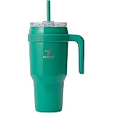 REDUCE 40 oz Stainless Steel Tumbler with Handle - Dual-Wall Vacuum Insulated Travel Mug, Sweat-Proof Lid & Reusable Straw - Keeps Drinks Cold for 24 Hrs, Fits Cupholders, Dishwasher Safe - Palm Leaf