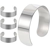 Tofficu 4Pcs Stainless Steel Bracelet Cuff Blanks Adjustable Metal Bracelet Cores for Jewelry Making DIY Engraving Gifts for Birthday Christmas Anniversary