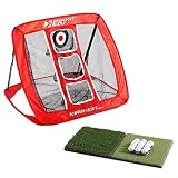 Rukket Pop Up Golf Chipping Net | Outdoor/Indoor Golfing Target Accessories and Backyard Practice Swing Game with 12 Foam Training Balls, Dual Turf Hitting Mat and Adjustable Rubber Tee
