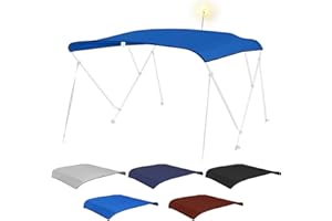 Fuprosico Bimini Top Replacement Canvas with Light Hole for Boat, 3 Bow 6L 67-72W Bimini Top Cover with Storage Boot, 900D Heavy Duty Waterproof Marine Polyester, Without Frame, Blue