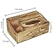 4 Compartment Burnt Wood Organizer Caddy w/Tissue Holder, Remote Control, Tablet & Magazine Storage Box