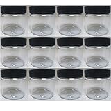12 PET Plastic 2 Oz Empty Clear Containers Cosmetic Jar Cap Creams Makeup Travel