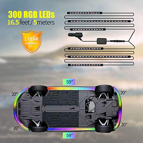 BOKIC Underglow Lights for Cars Trucks Boats, 6 Pcs 12V 300 LEDs