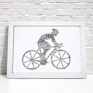 Personalised Cyclist Bike Word Art Print – Birthday, Fathers Day Gift – Dad, Daddy Gifts A5, A4 Prints & Framed