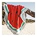 Large Round Picnic Mat Beach Blanket with Tassels Ultra Soft Super Water Absorbent Multi-Purpose Towel 59 inch Across Multifunctional Purposes Blanket, Wash Machine Easy wash (016 Watermelon)