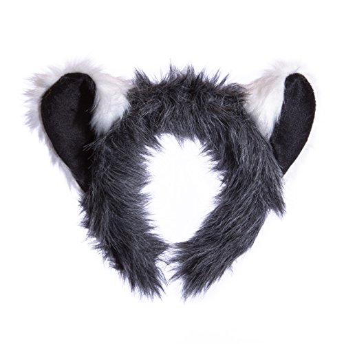 Life-like Ring-Tailed Lemur Ears Headband Accessory for Ring-Tailed Lemur Cosplay, Ring-Tailed Lemur Costume, Pretend Animal Play or Zoo Animal Party Costumes