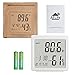 Indoor Thermometer Hygrometer, Temperature Humidity Gauge with Digital Mini Desk Clock, Backlit Accurate Monitor Clear Reading, °C/°F Switch, Calendar, Time Display for Home, Office - White