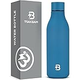 Insulated Metal Water Bottle, 18 oz Stainless Steel Leak-Proof Gym Water Bottle with Lid for Men Women (Blue)