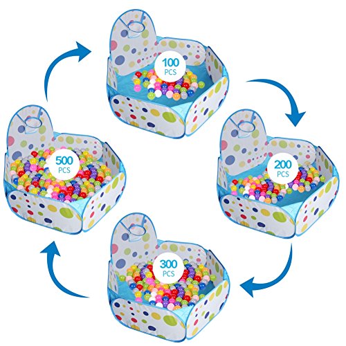 LPRTALK Kids Ball Pit Ball Tent Toddler Ball Pit with Basketball Hoop and Zippered Storage Bag for Toddlers 4 Ft/120CM (Balls not Included)