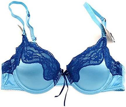 Heidi by Heidi Klum Smooth Satin &amp; Lace Bra (38C, Ethereal Blue)