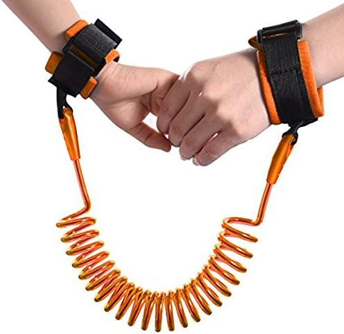 Children's baby anti-lost wrist to connect natural cotton to protect the skin and wrist injuries, easy to adjust, the effective distance of 98 inches (Orange)