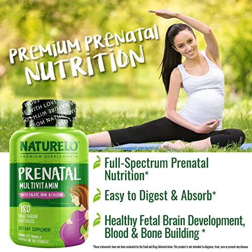 NATURELO Prenatal Multivitamin with Gentle Chelated Iron, Methyl Folate